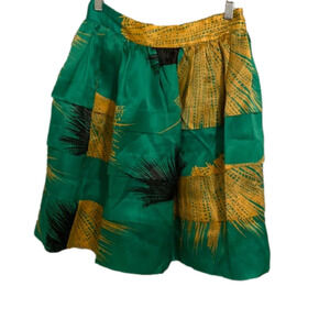 Anthropologie SARIAH SILK GREEN TIERED SKIRT